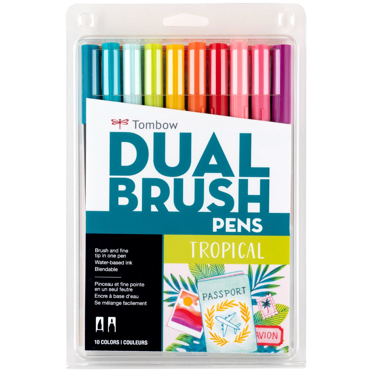 Dual Brush Pen Art Markers 10-Pack | Tropical | Brush Markers