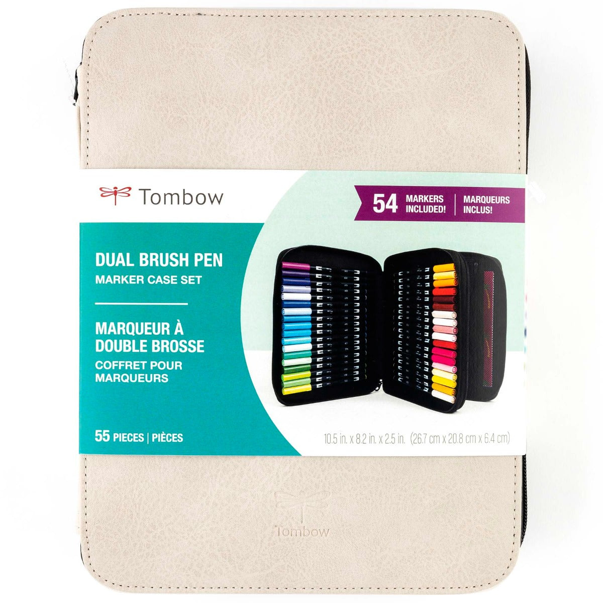 Tombow 54PC Dual Brush Pen Art Marker Set in Oyster Marker Storage Case