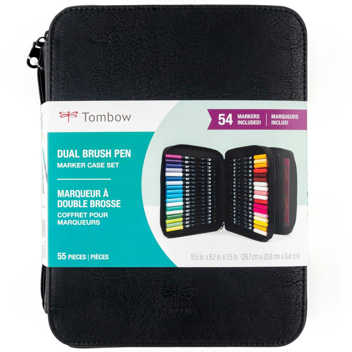 54PC Dual Brush Pen Art Marker Set in Black Marker Storage Case