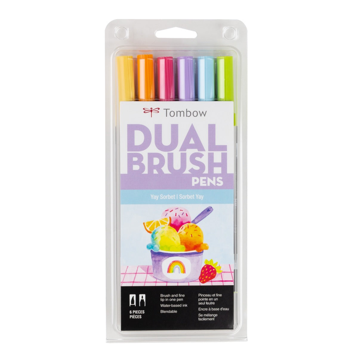 Dual Brush Pen Art Markers, Yay Sorbet, 6-Pack – Tombow USA