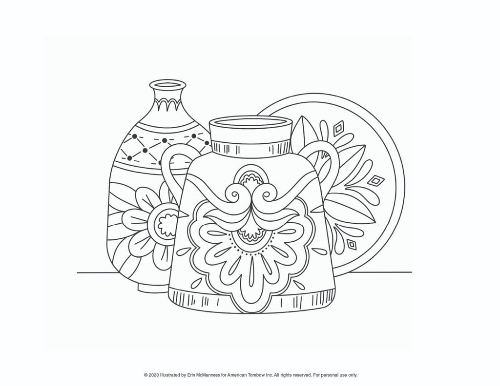 Decorative Pottery Coloring Page