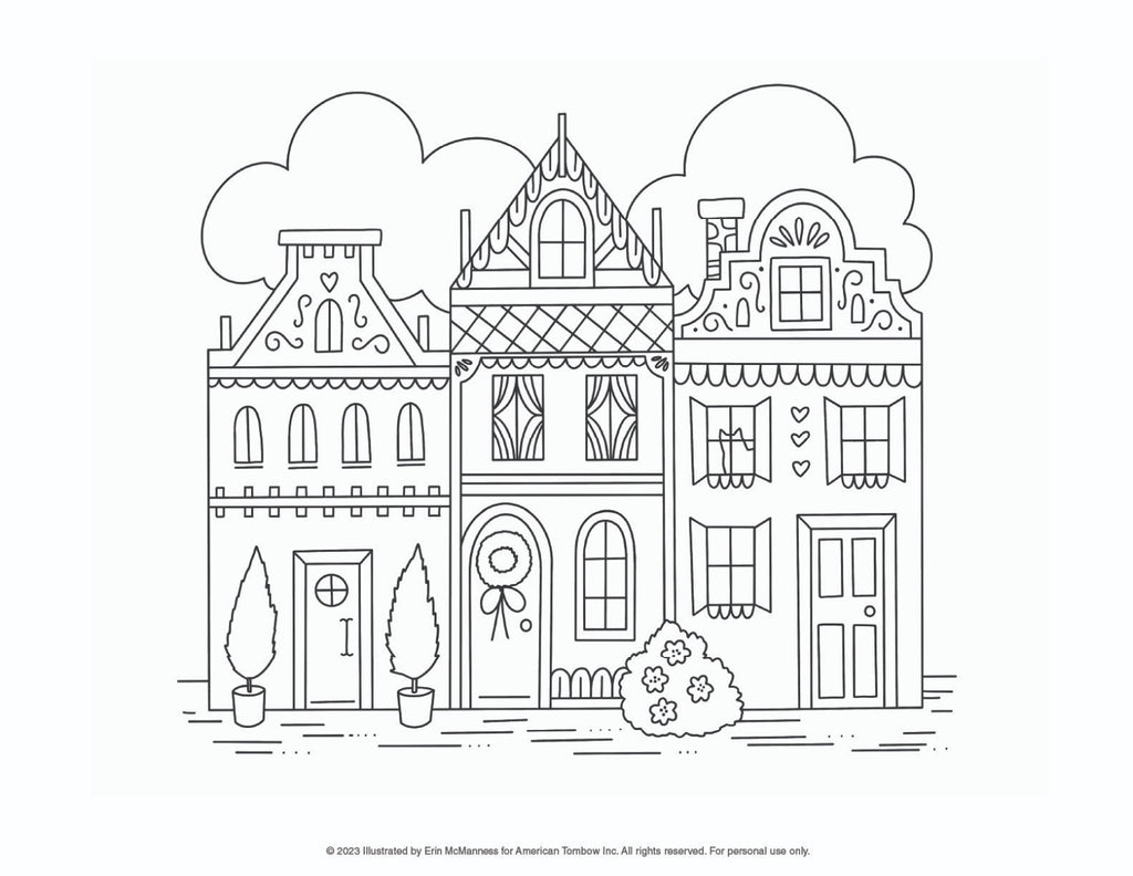 Whimsical Houses Coloring Page