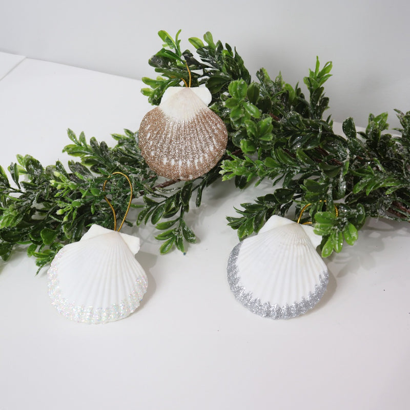 Glittered Seashell Ornament