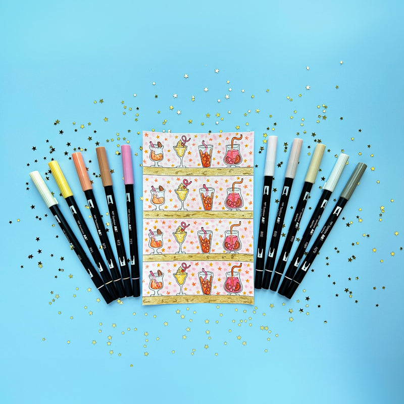 Celebration Cocktail Doodles with Dual Brush Pens