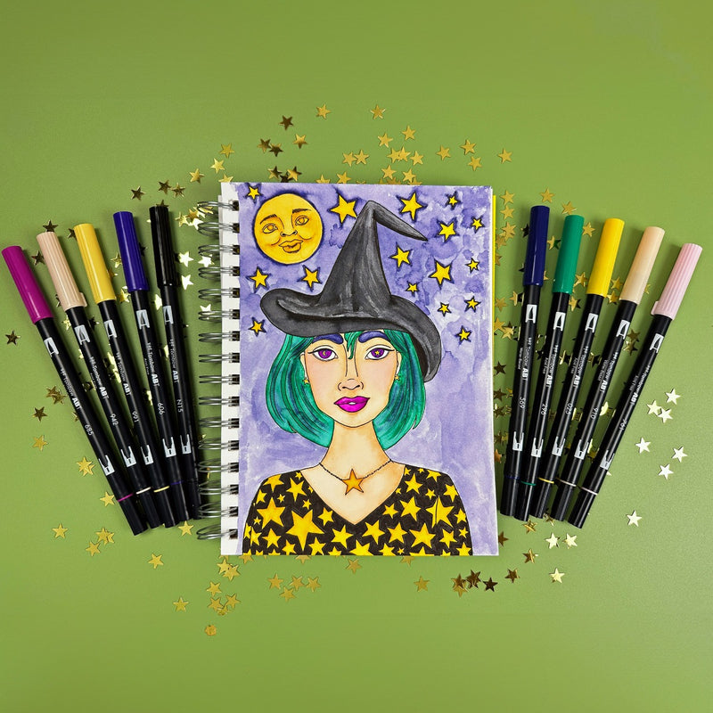 Witch Illustration using Dual Brush Pens