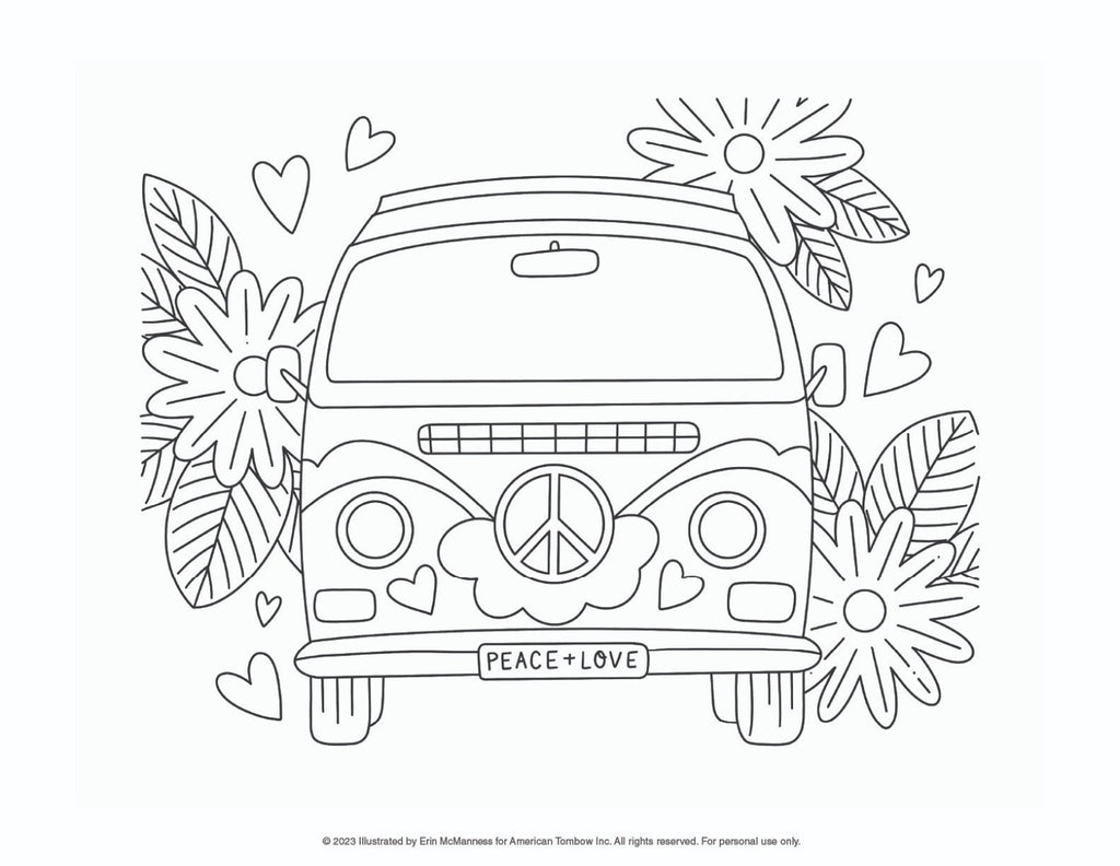 Retro Van Coloring Page