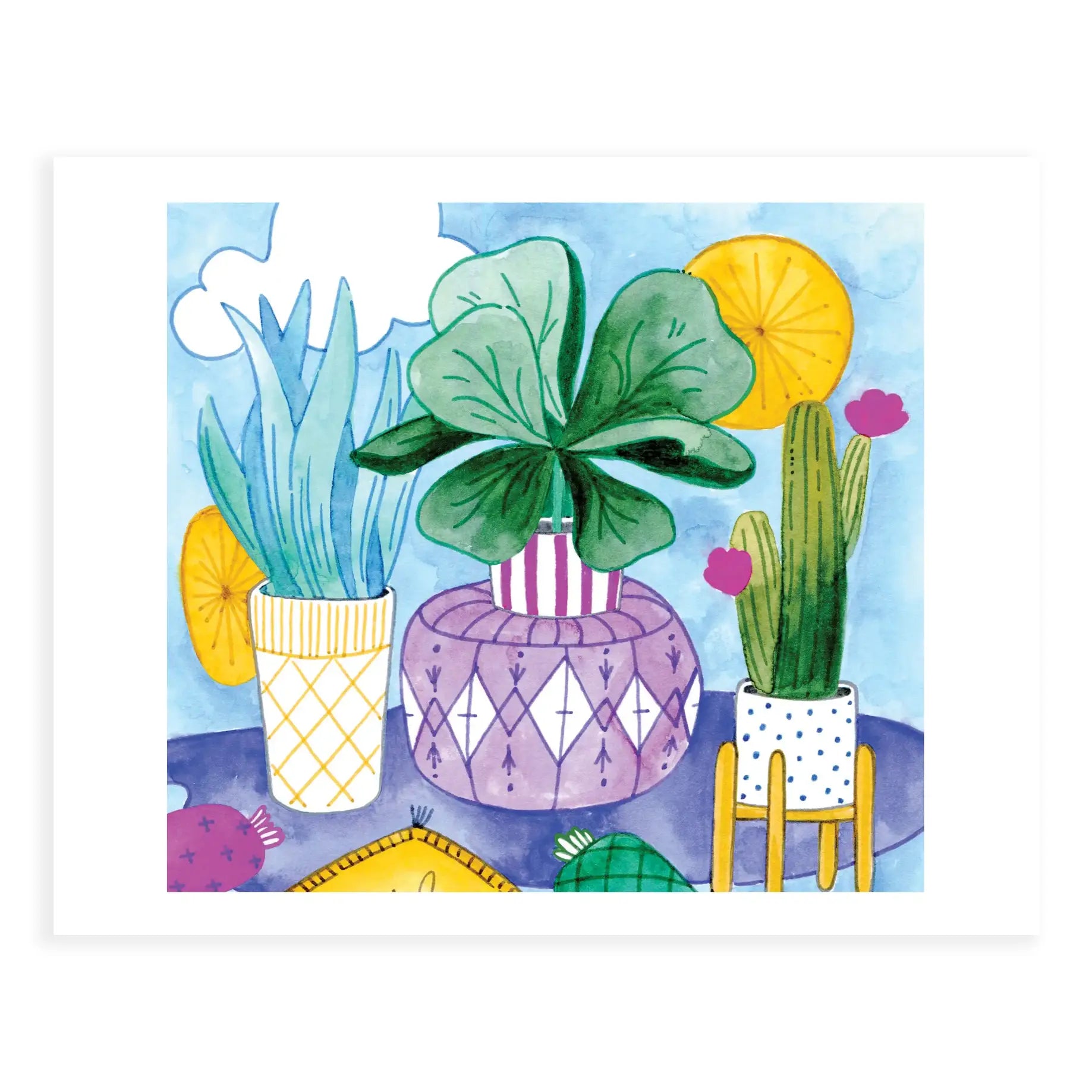 Boho Potted Plants Coloring Page