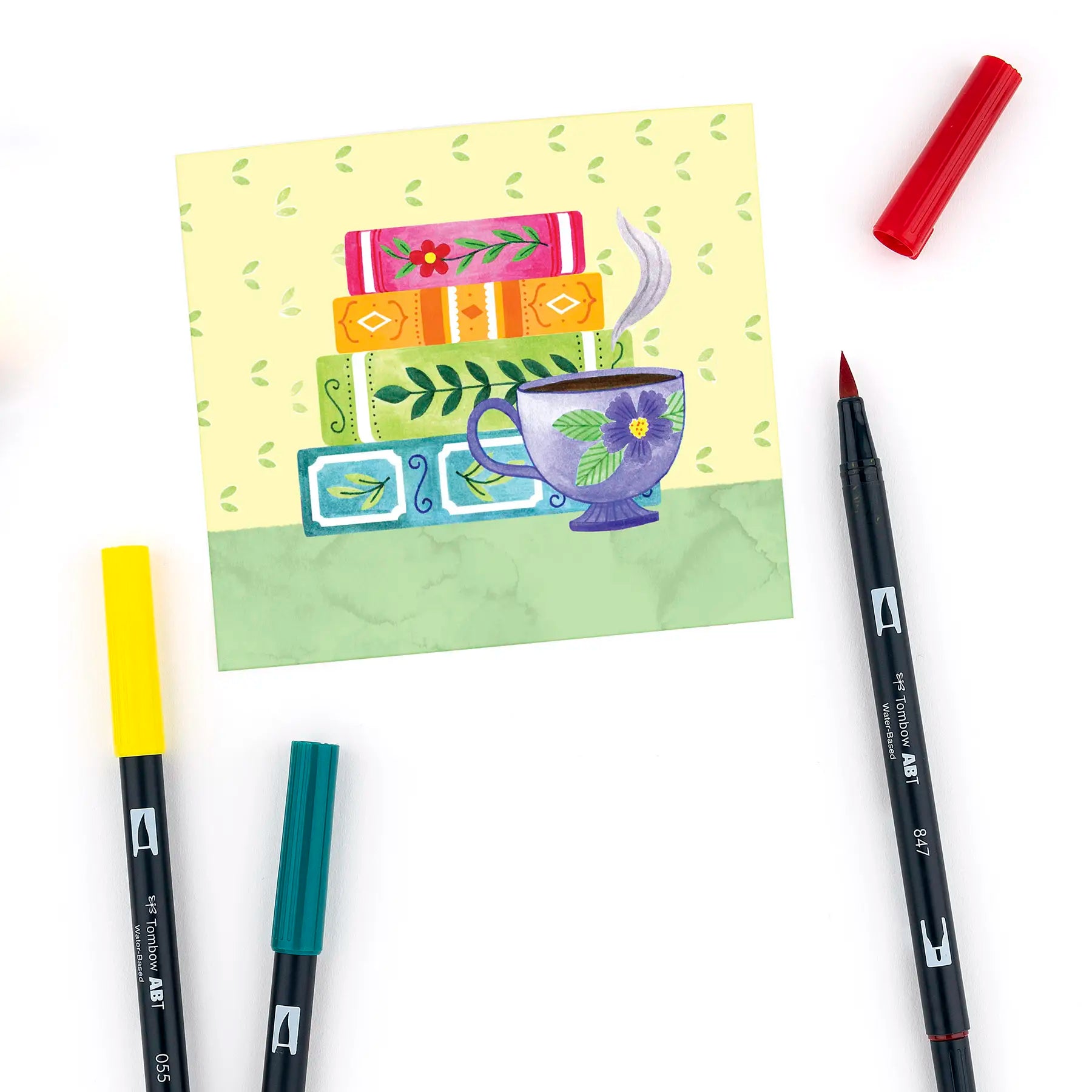 Books and Tea Coloring Page