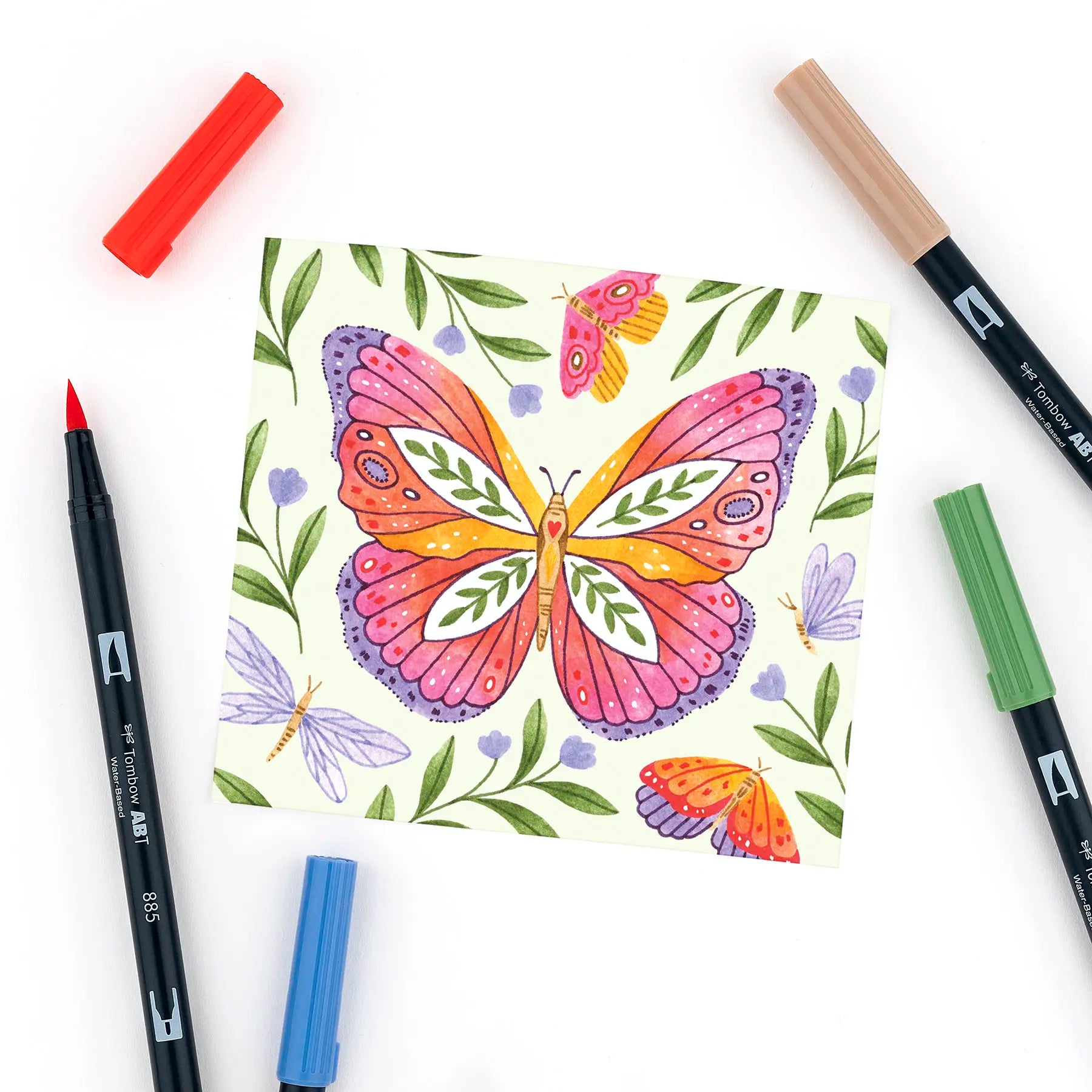 Botanical Butterfly Coloring Page