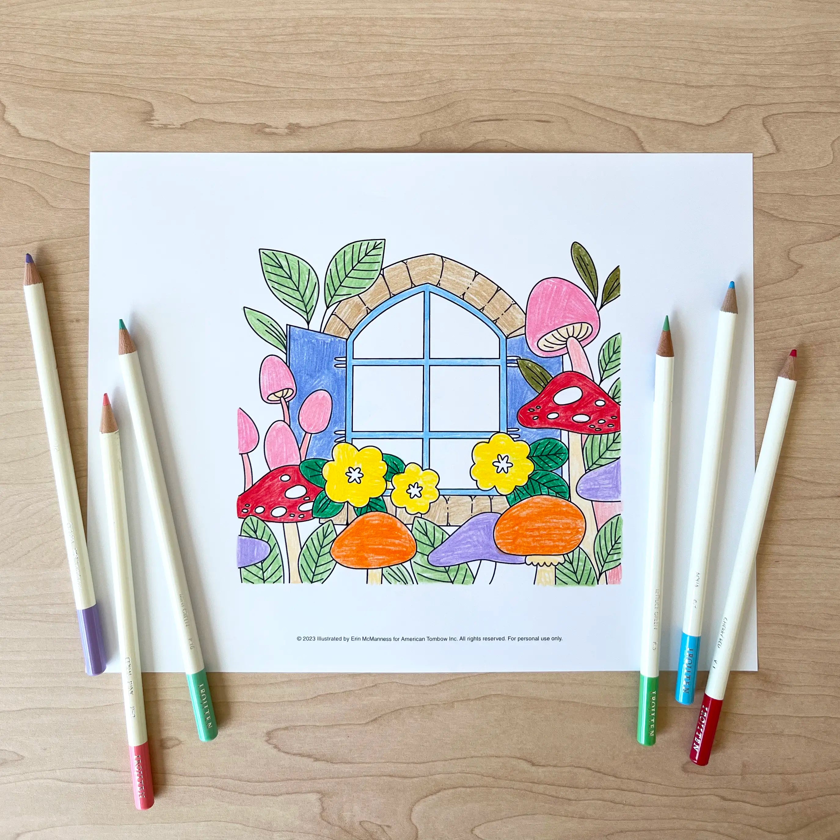 Cottagecore Mushroom Coloring Page