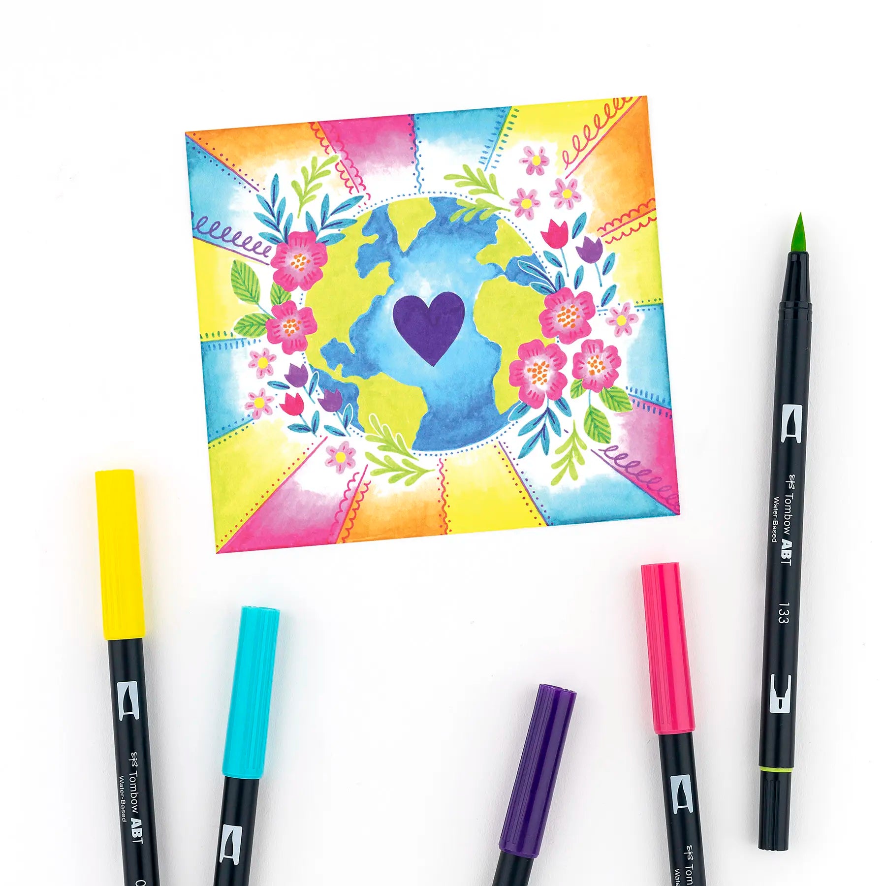 Earth and Flowers Coloring Page
