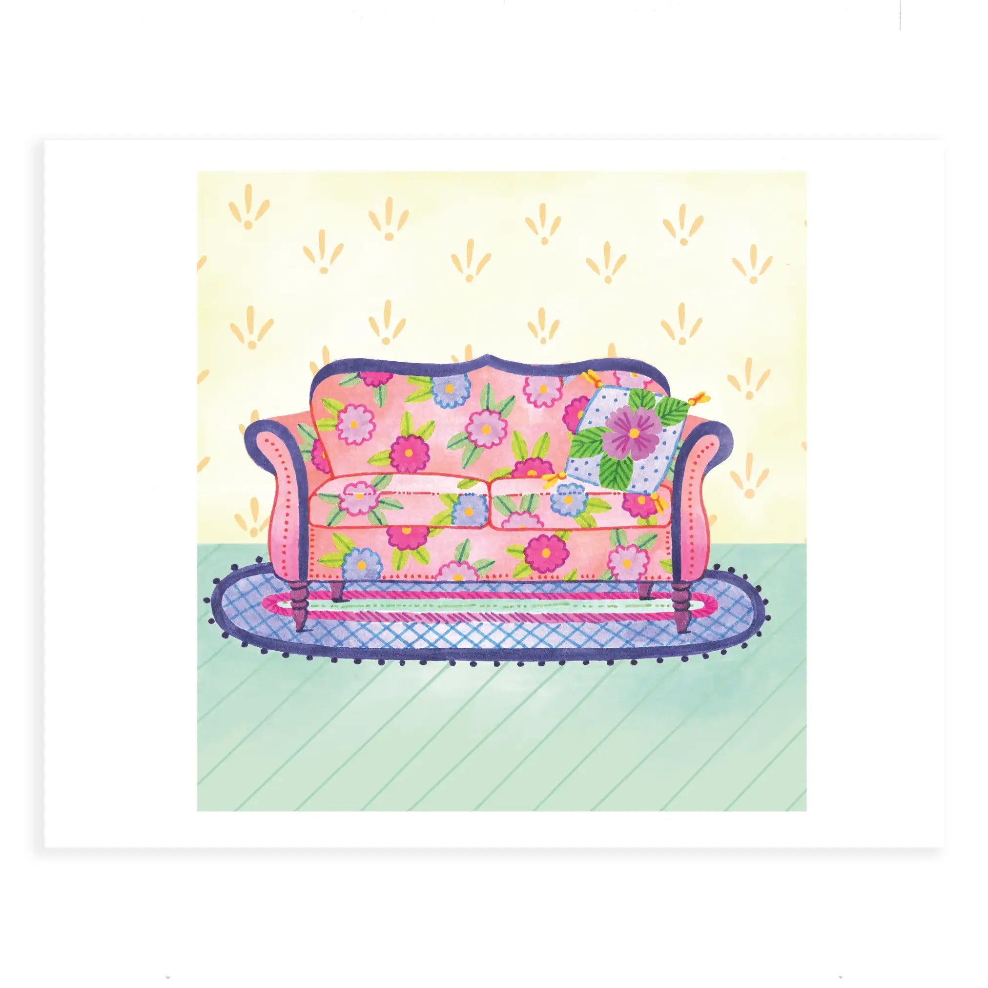 Floral Couch Coloring Page