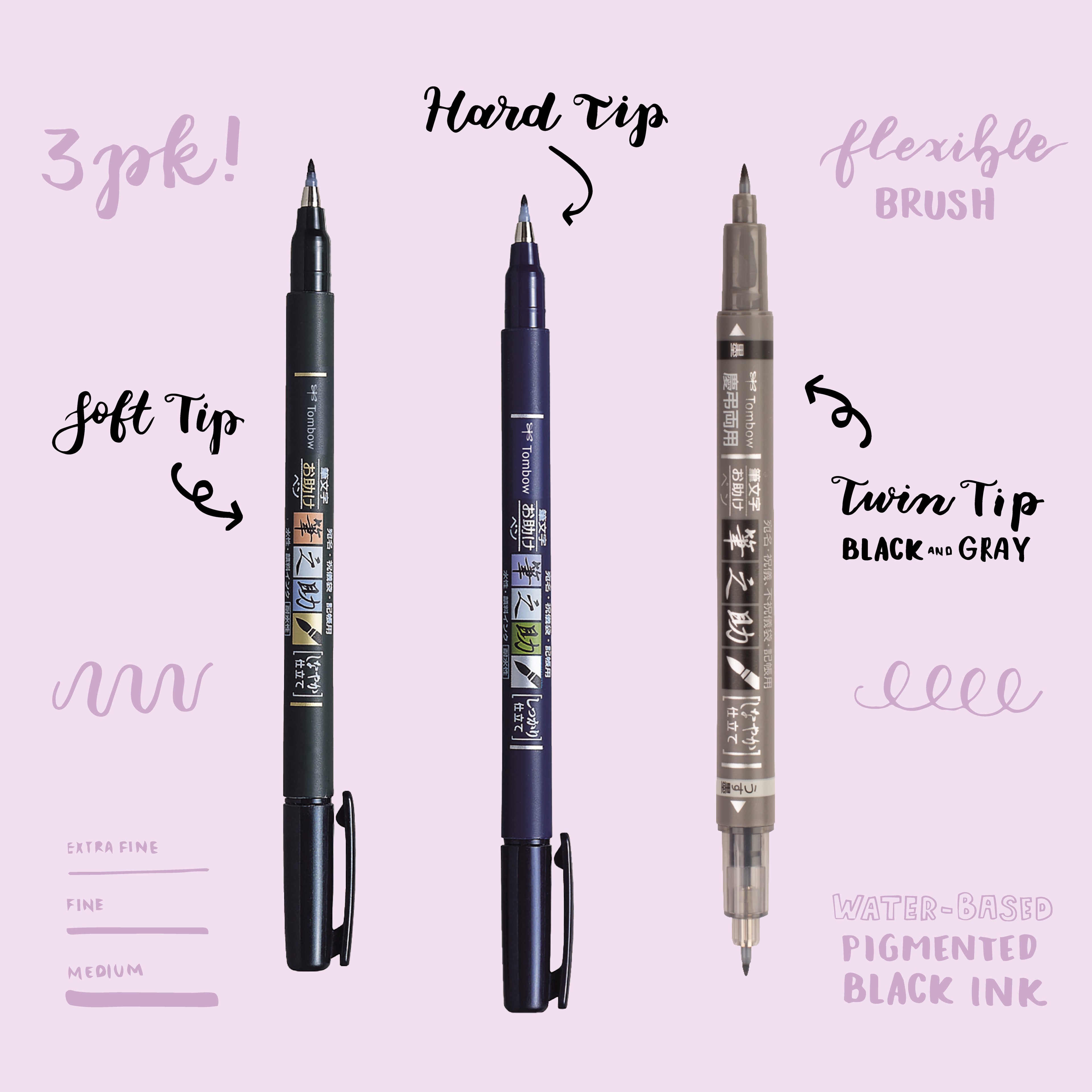 Fudenosuke Brush Pen 3-Pack