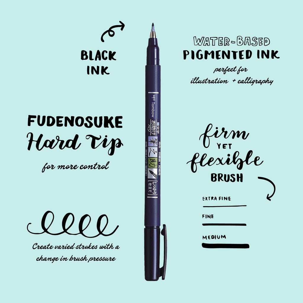 Fudenosuke Brush Pen, Hard Tip, Black