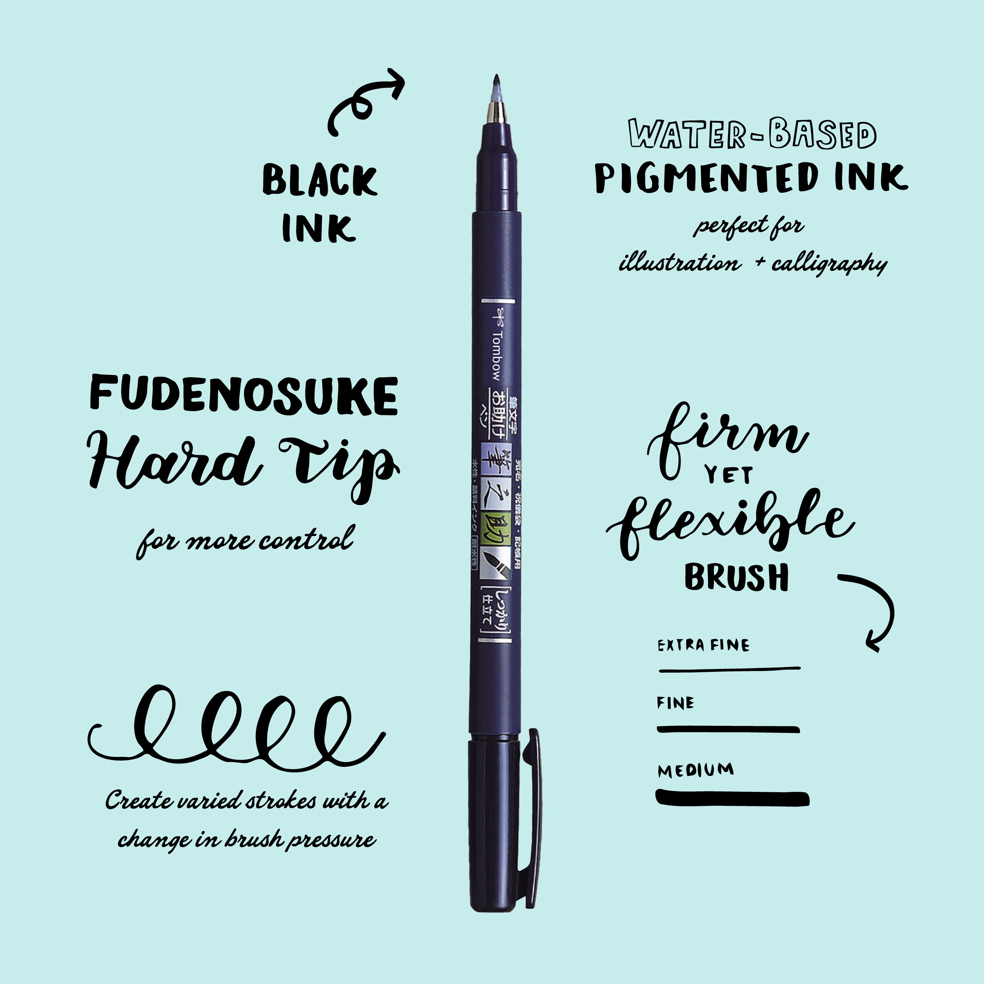 Fudenosuke Brush Pen, Hard Tip, Black