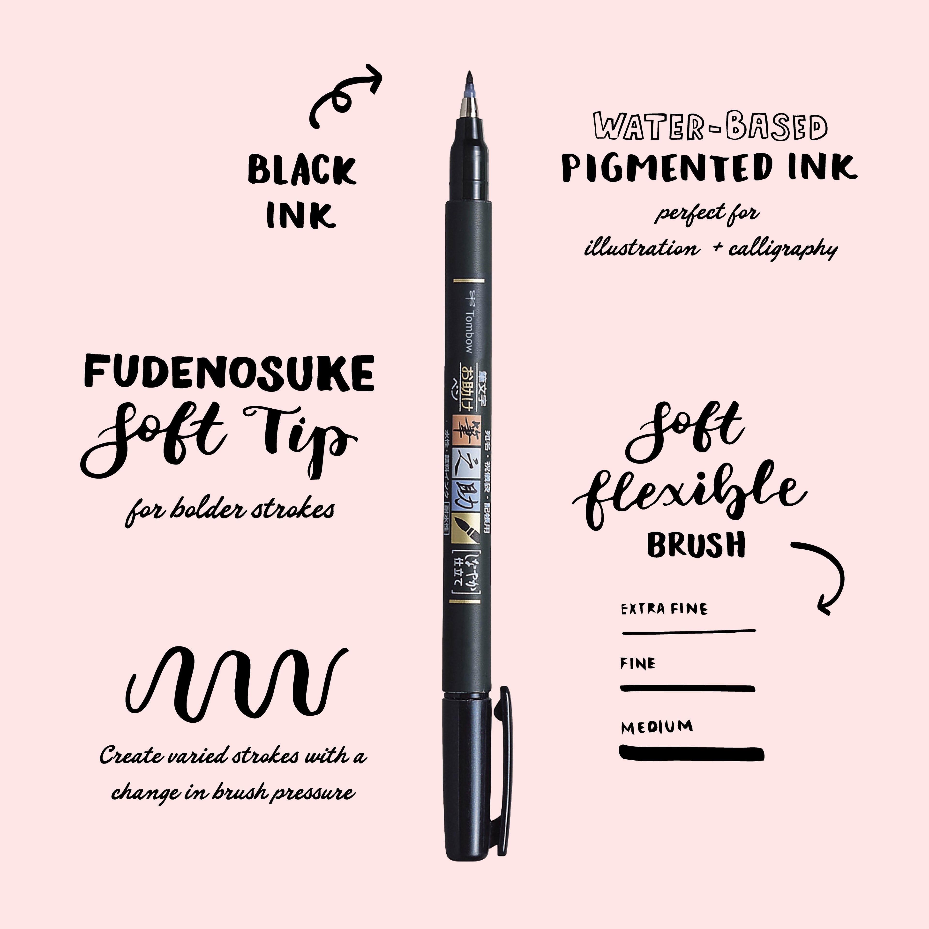 Fudenosuke Brush Pen, Soft Tip, Black