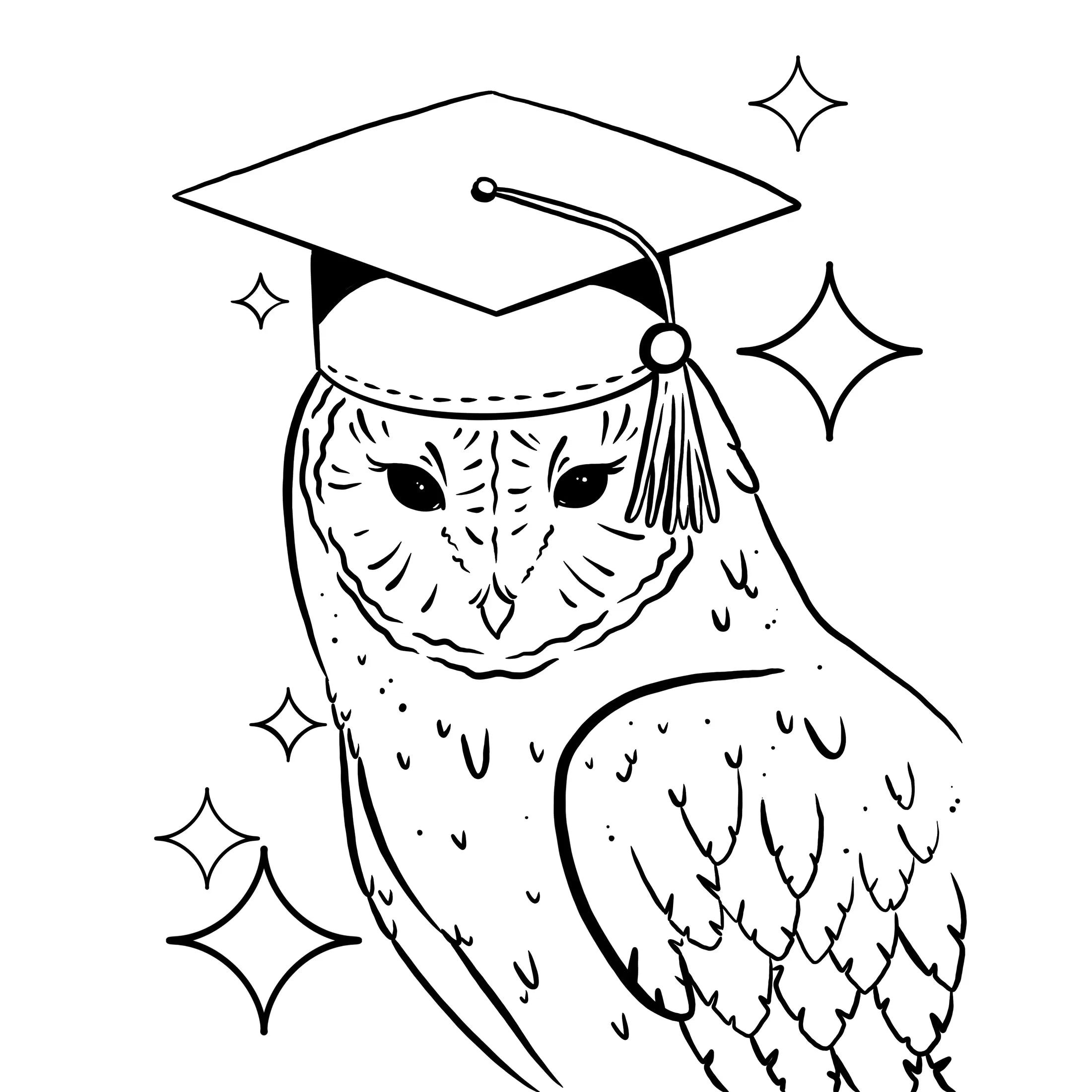 Graduation Owl Coloring Worksheet