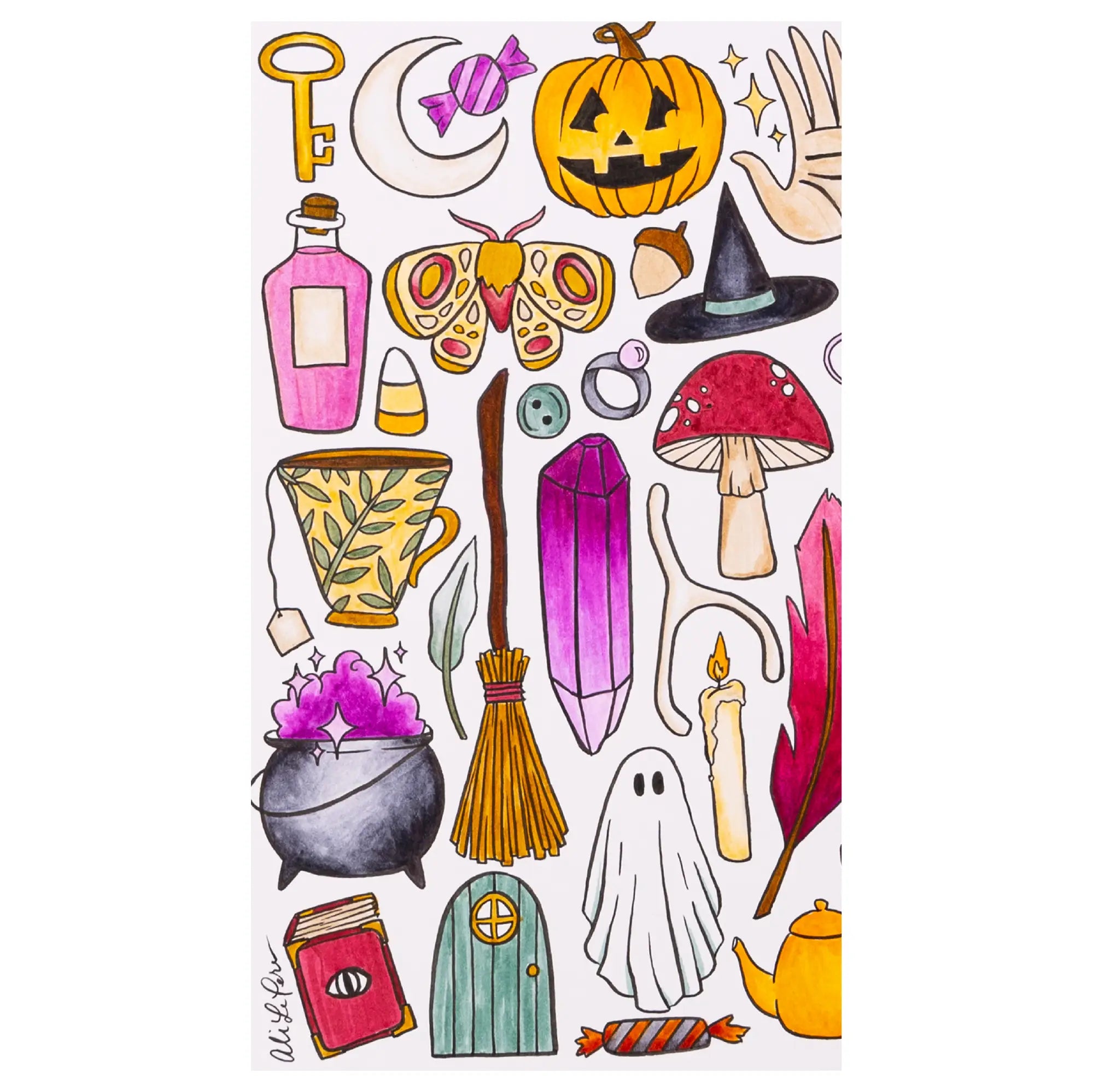 Halloween Icons Coloring Page