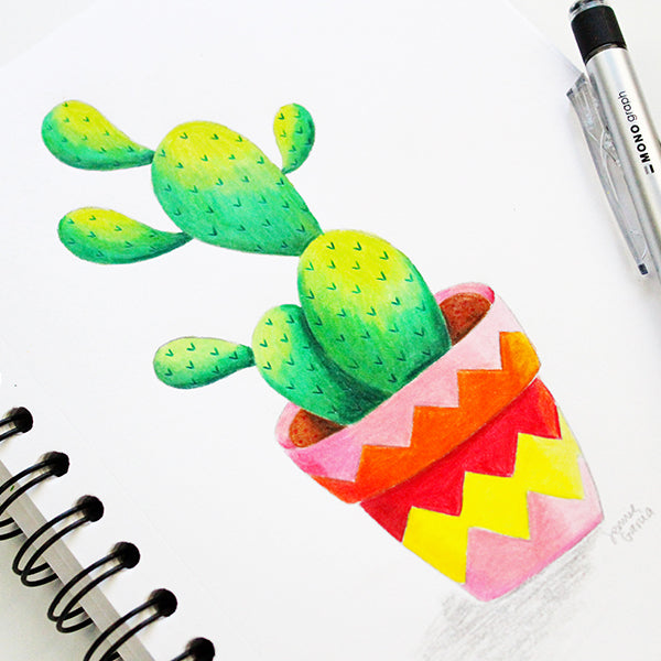 How To Draw A Cactus with Irojiten Colored Pencils