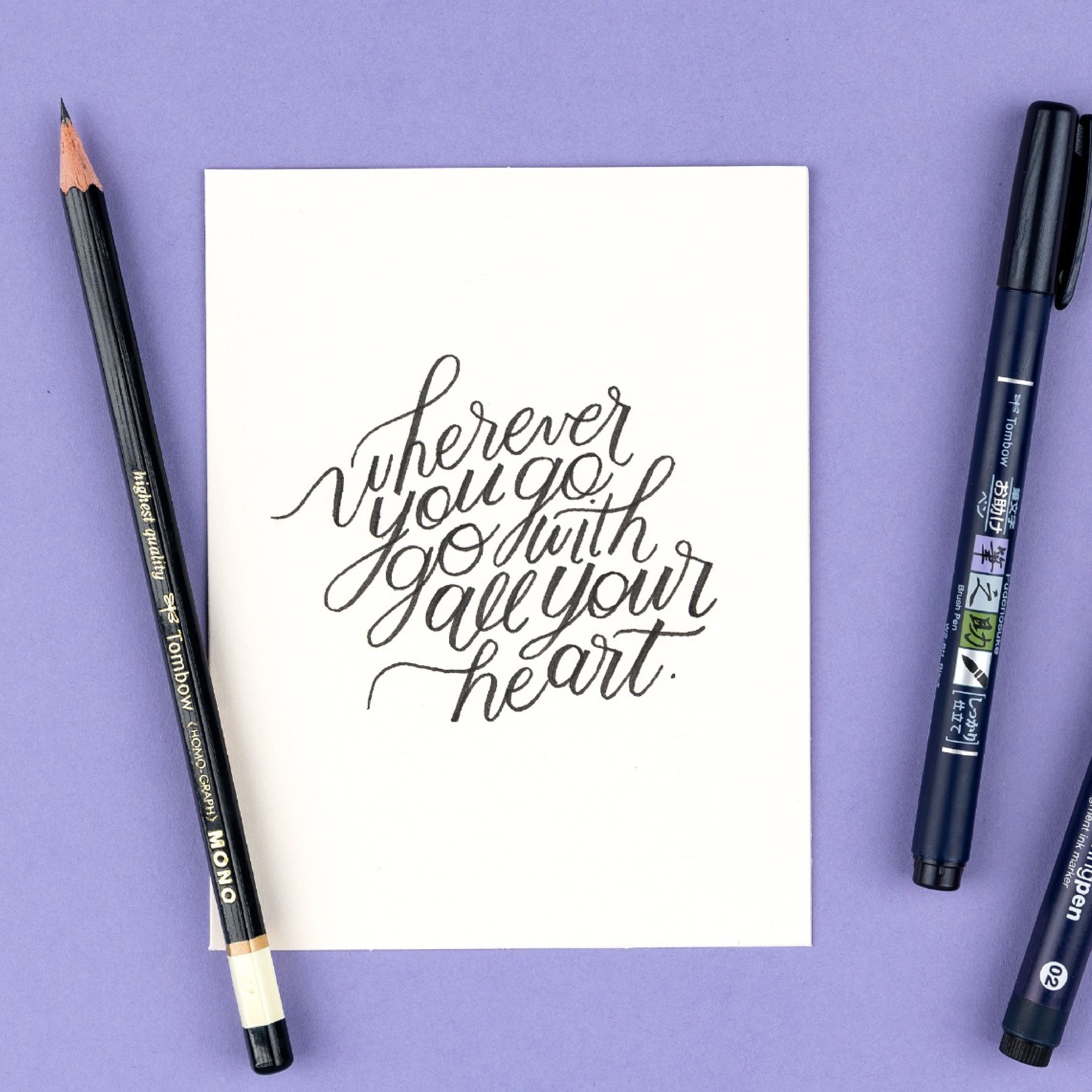 Fudenosuke Lettering Practice Worksheets by Dawn Nicole for Tombow