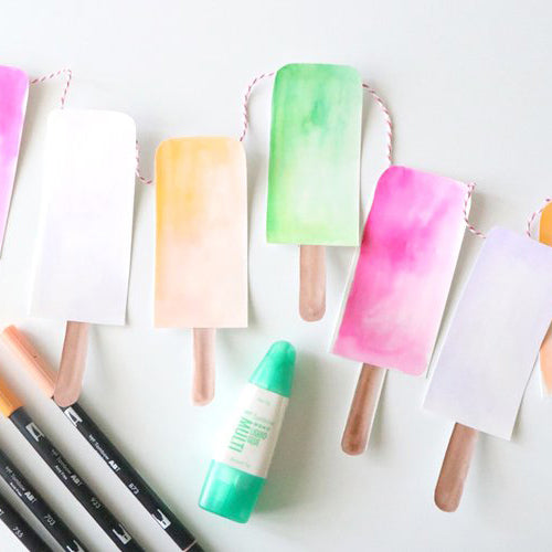Watercolor Popsicle Banner