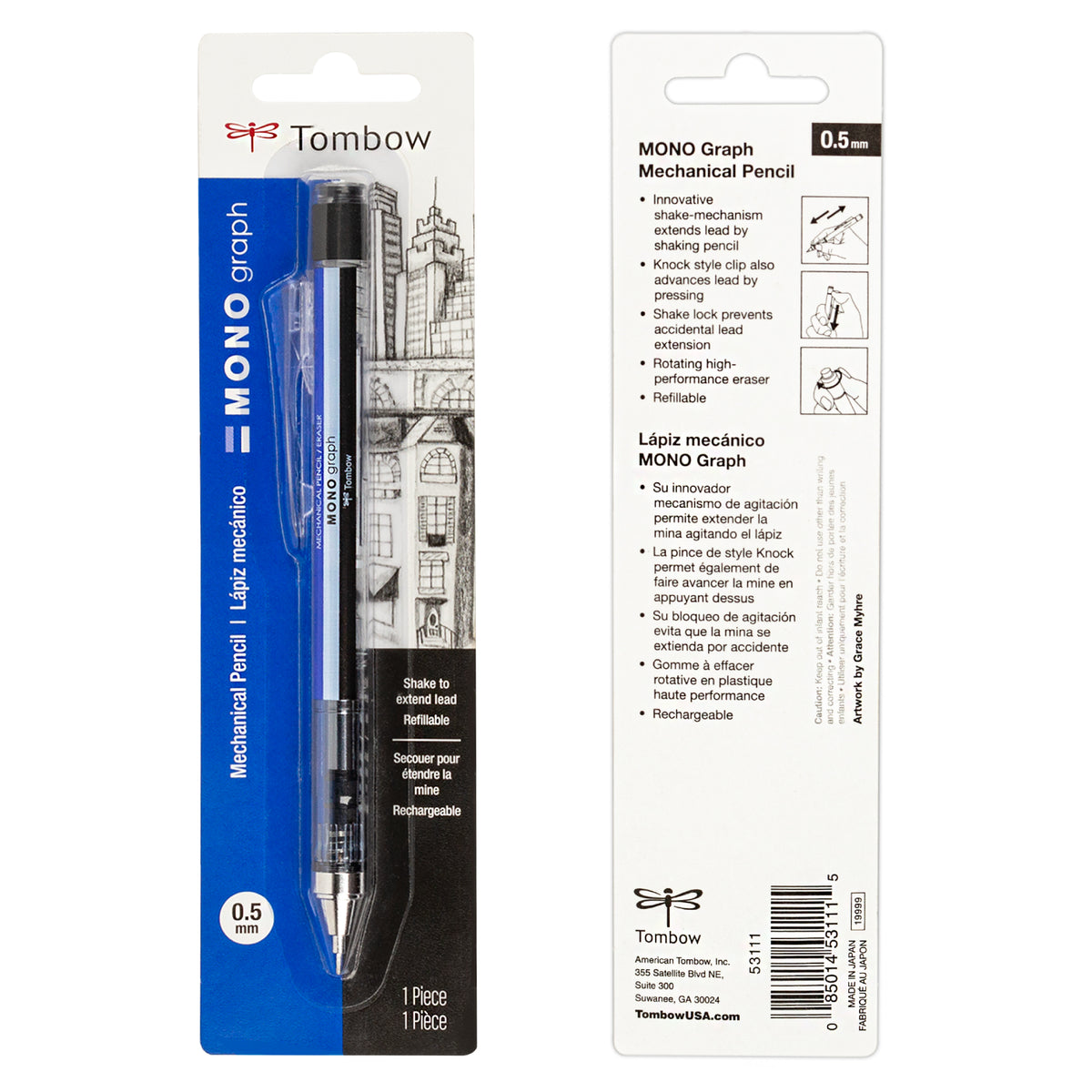 MONO Graph Mechanical Pencil, Tri-Color, Refillable, 0.5mm