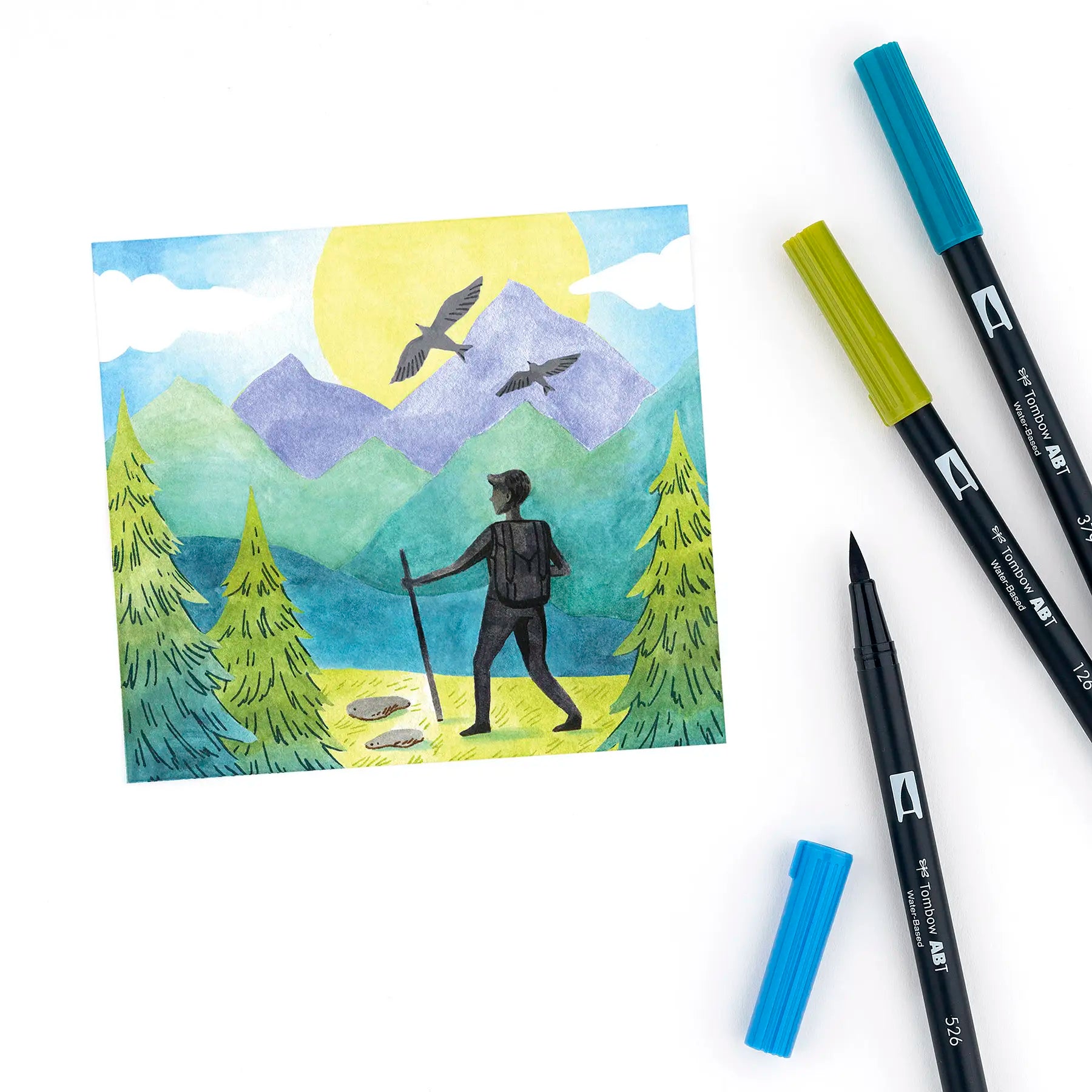 Mountain Hiking Coloring Page