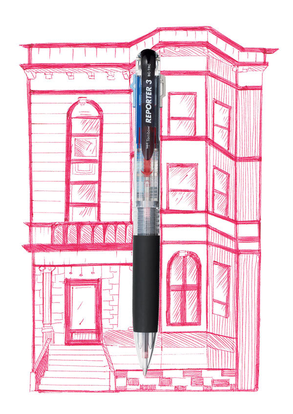 Reporter 3-Color Ballpoint Pen, Red Ink Refill