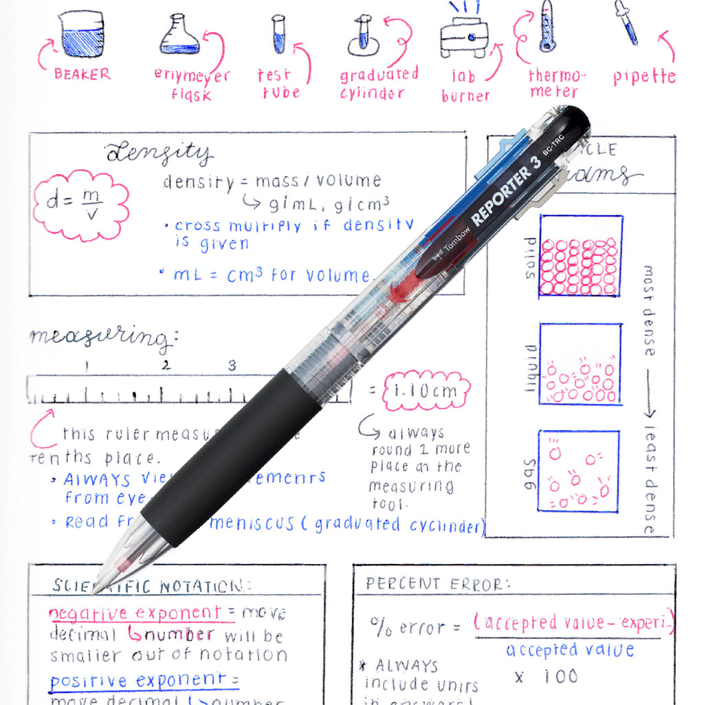 MONO Reporter 3-Color Retractable Ballpoint Pen