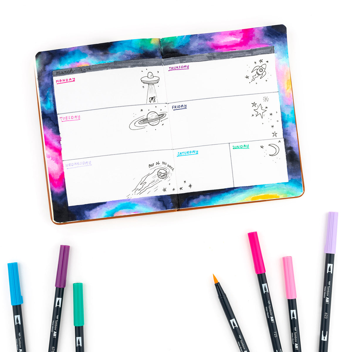 Dual Brush Pen Art Markers, Galaxy, 10-Pack