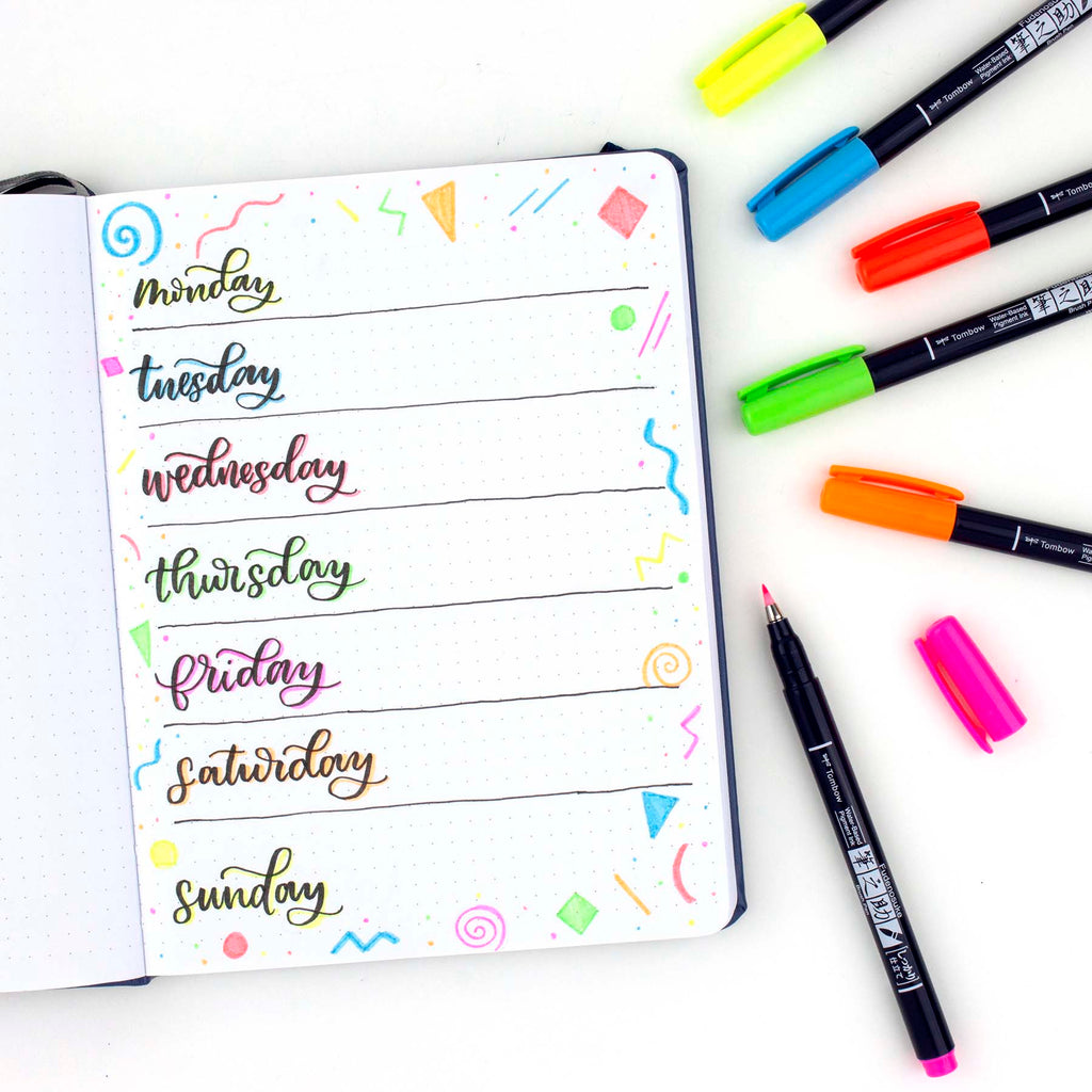 Fudenosuke Lettering Practice Worksheets: Days