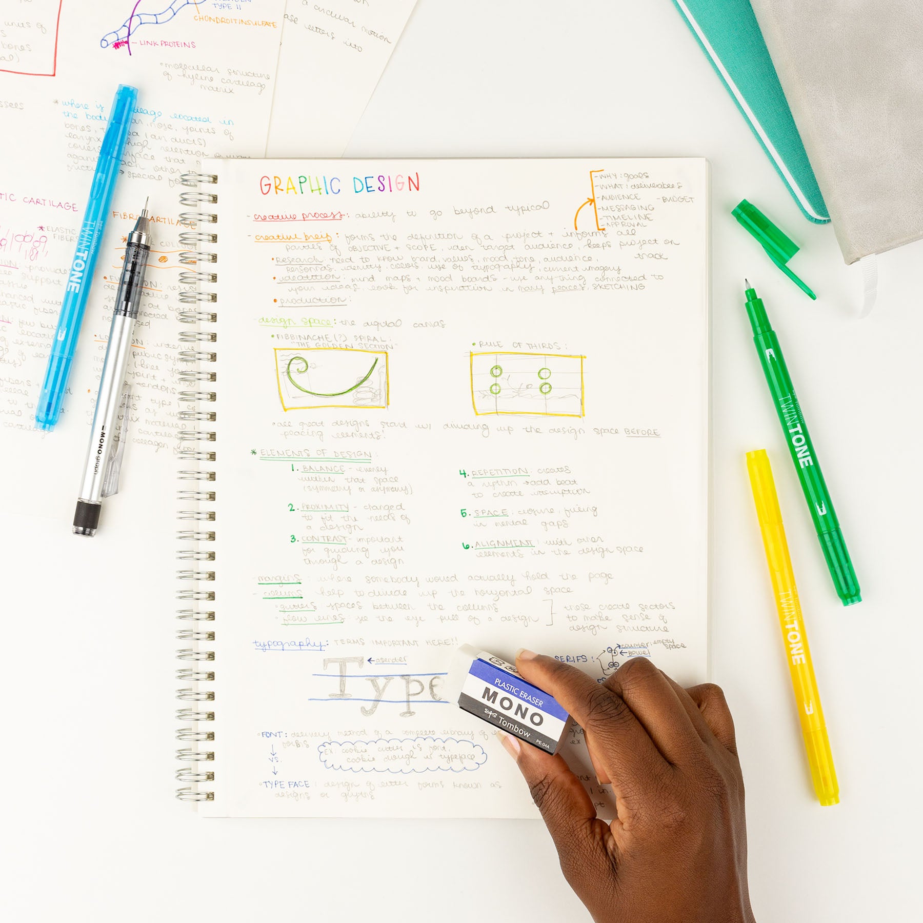 MONO Eraser, White, Medium, 3 Pack