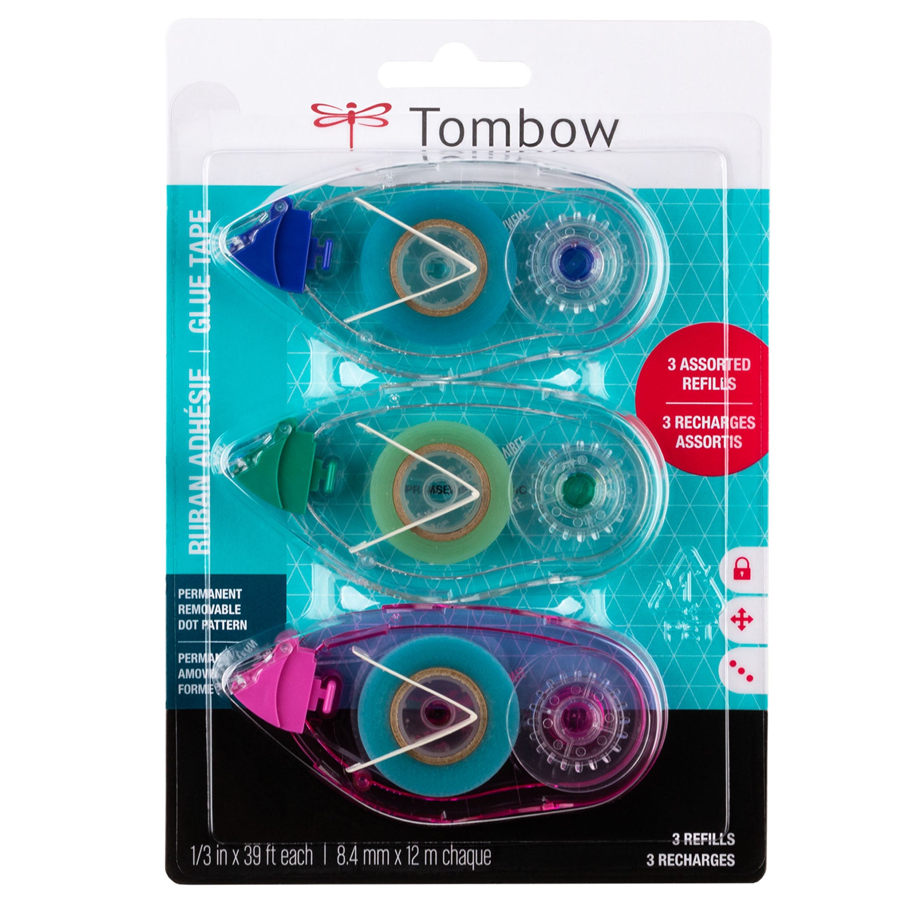 Assorted Adhesive Refills, 3-Pack