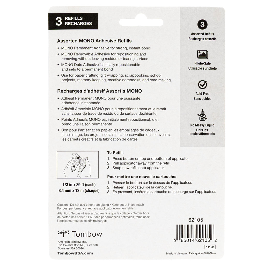 Assorted Adhesive Refills, 3-Pack