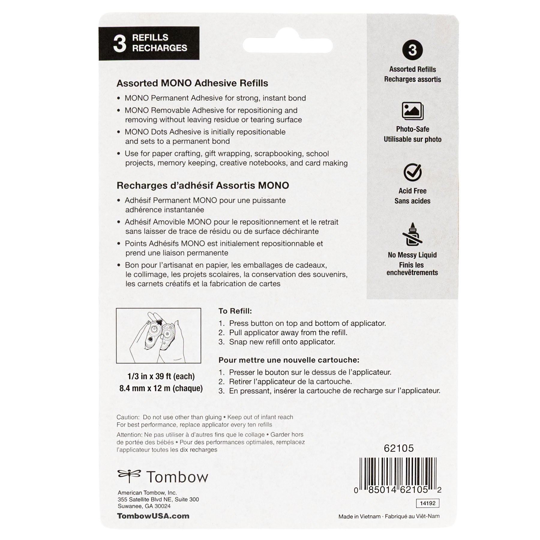 Assorted Adhesive Refills, 3-Pack