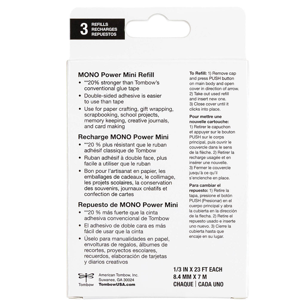 Power Mini Glue Tape, Refill 3-Pack