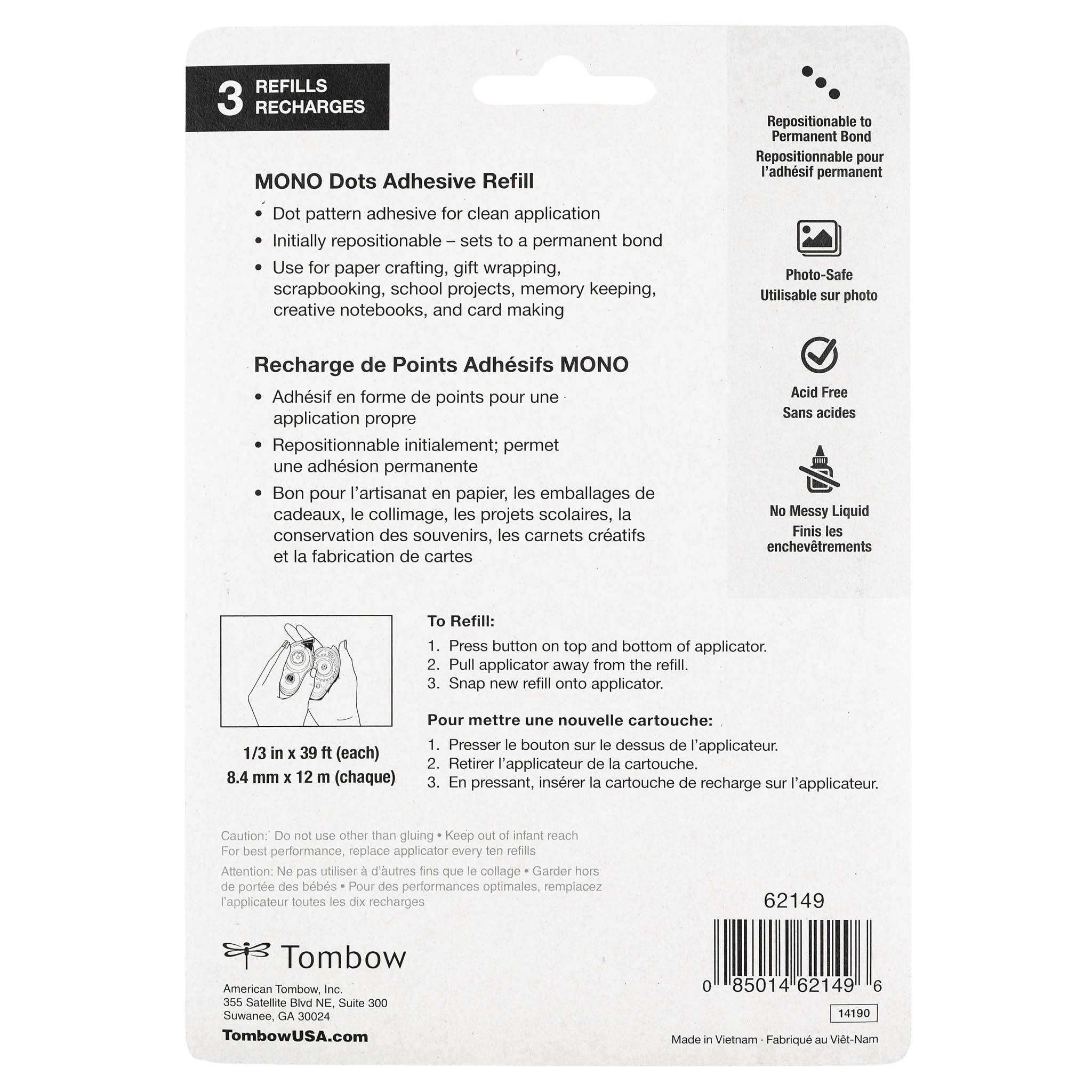 Refill, MONO Adhesive Dots, 3 Pack