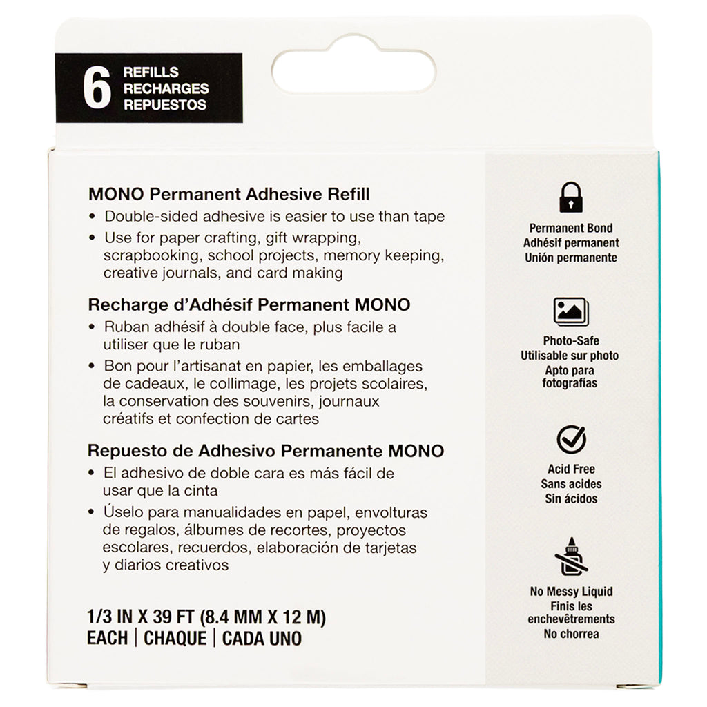 Refill, MONO Adhesive Permanent, 6 Pack
