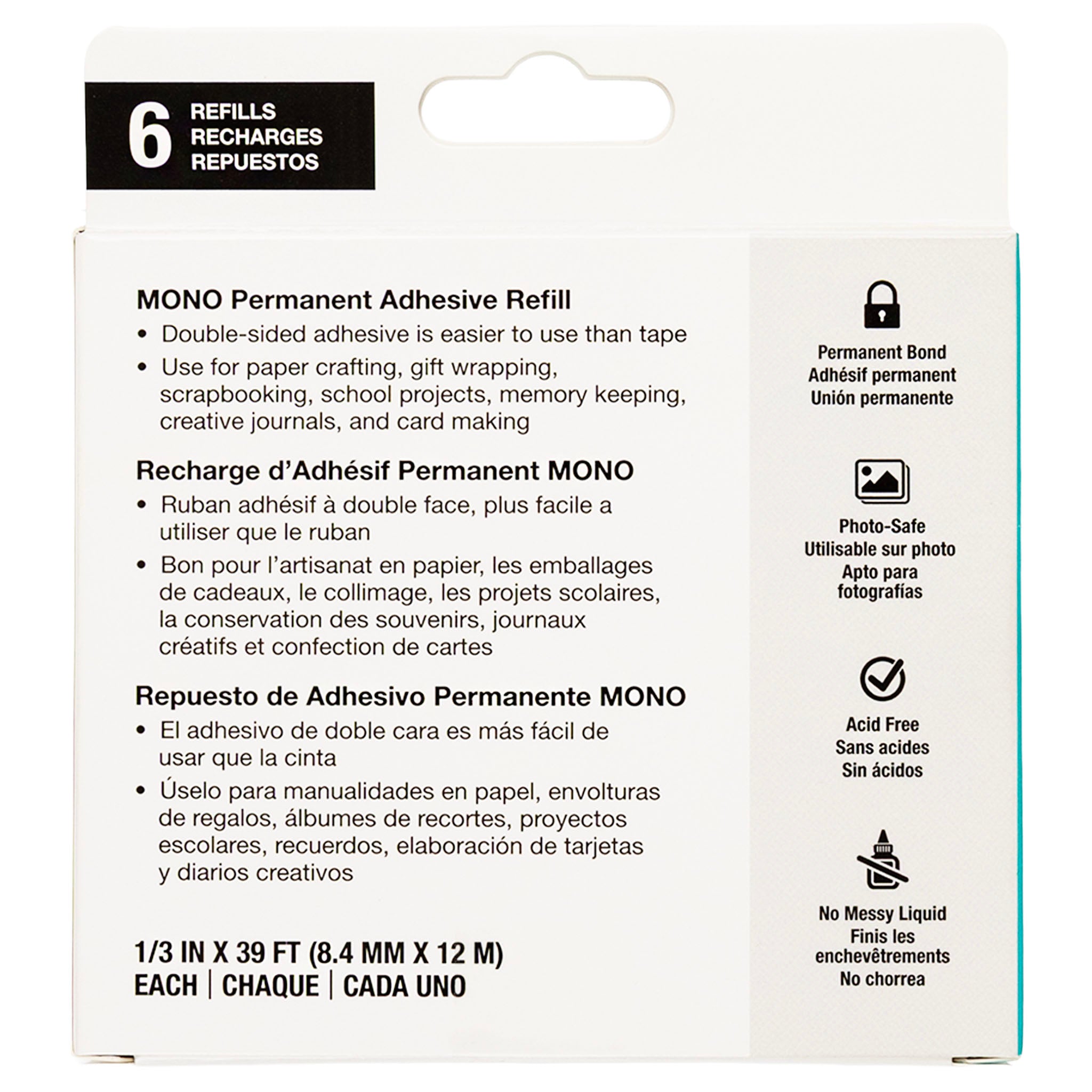 Refill, MONO Adhesive Permanent, 6 Pack