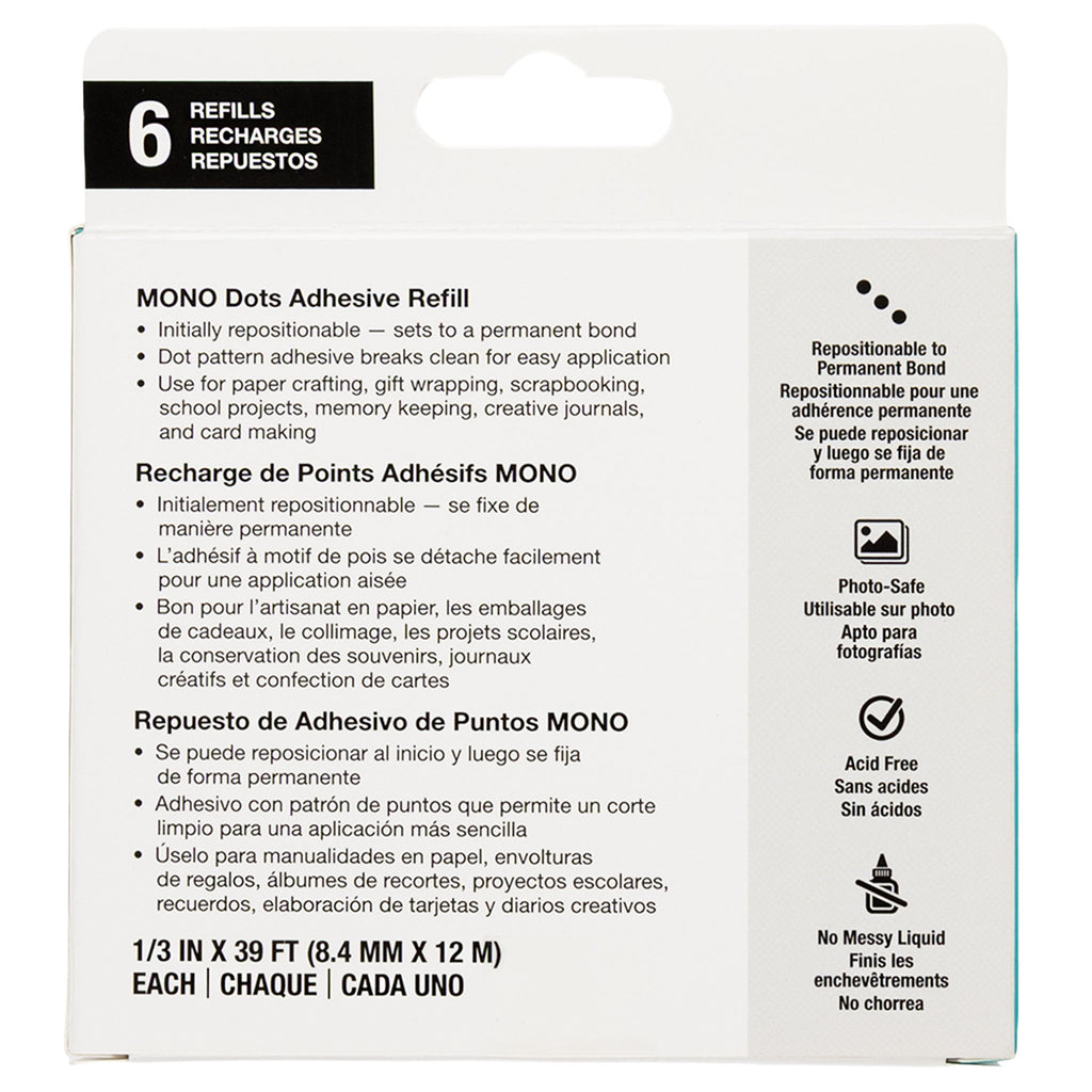 Refill, MONO Adhesive Dots, 6 Pack