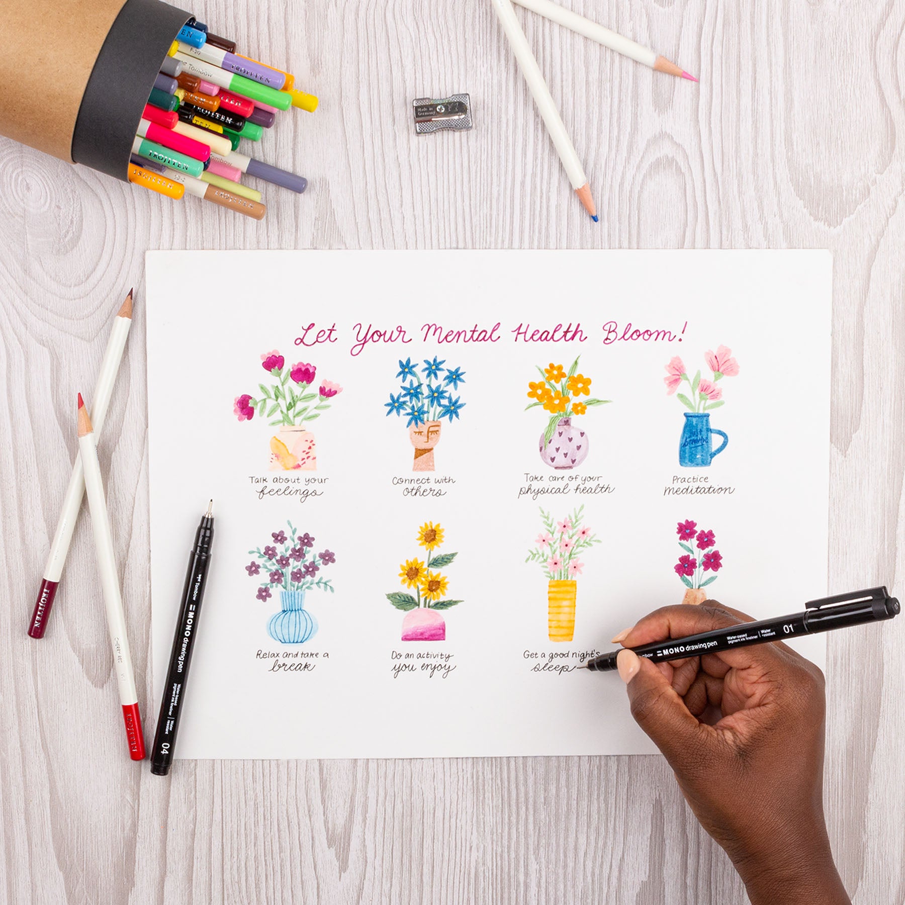 Mental Health and Self-Care Coloring Page