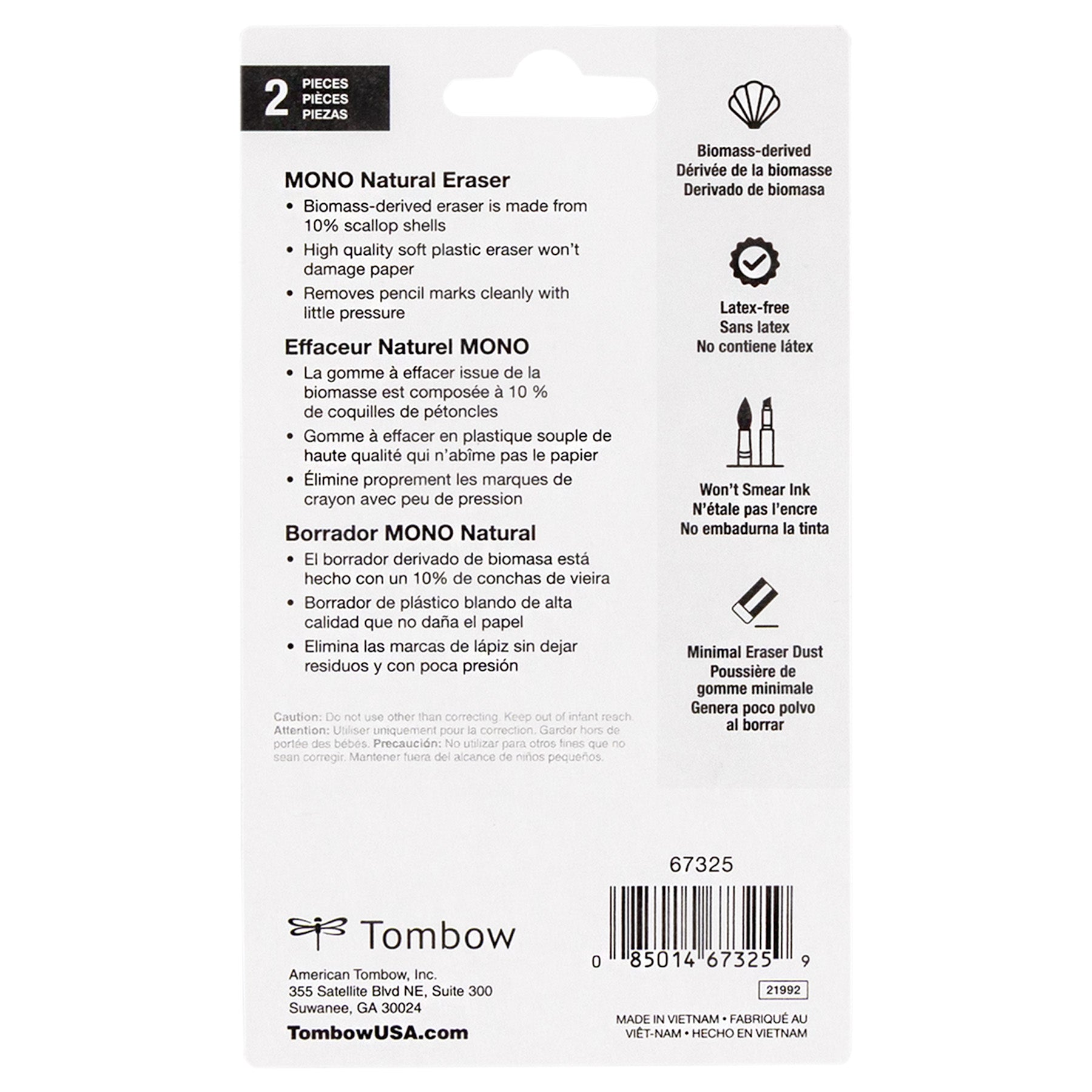 MONO Natural Eraser 2-Pack