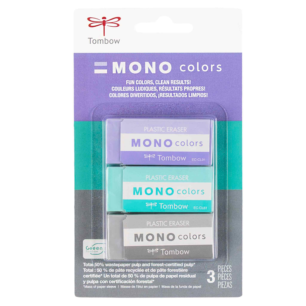 MONO Colors Eraser, 3pk
