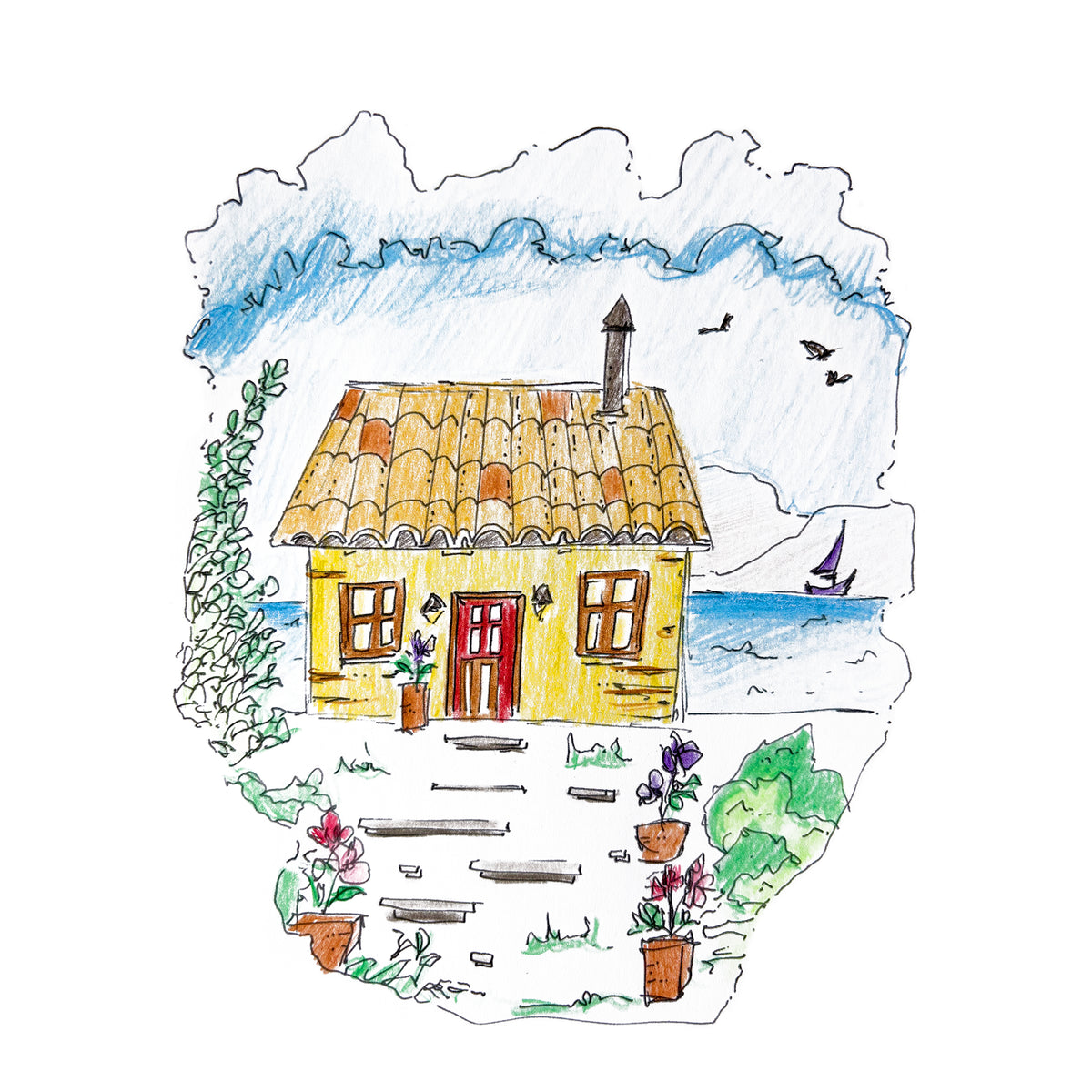 Coastal Cottage Coloring Page