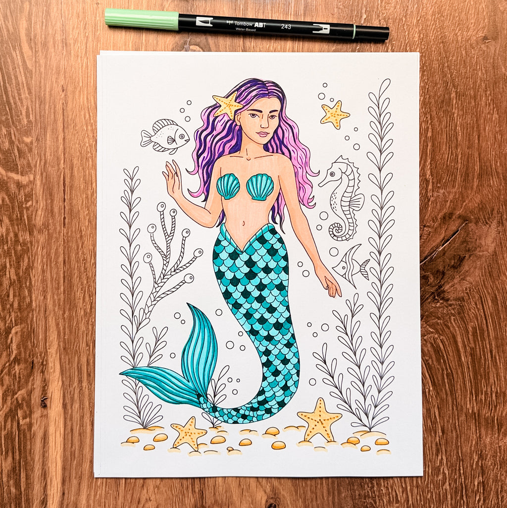 Mermaid Underwater Coloring Page