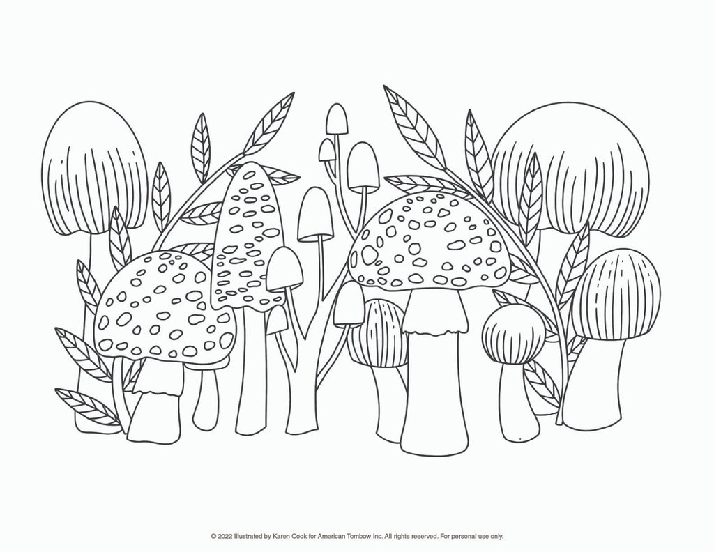 Mushroom Garden Coloring Page
