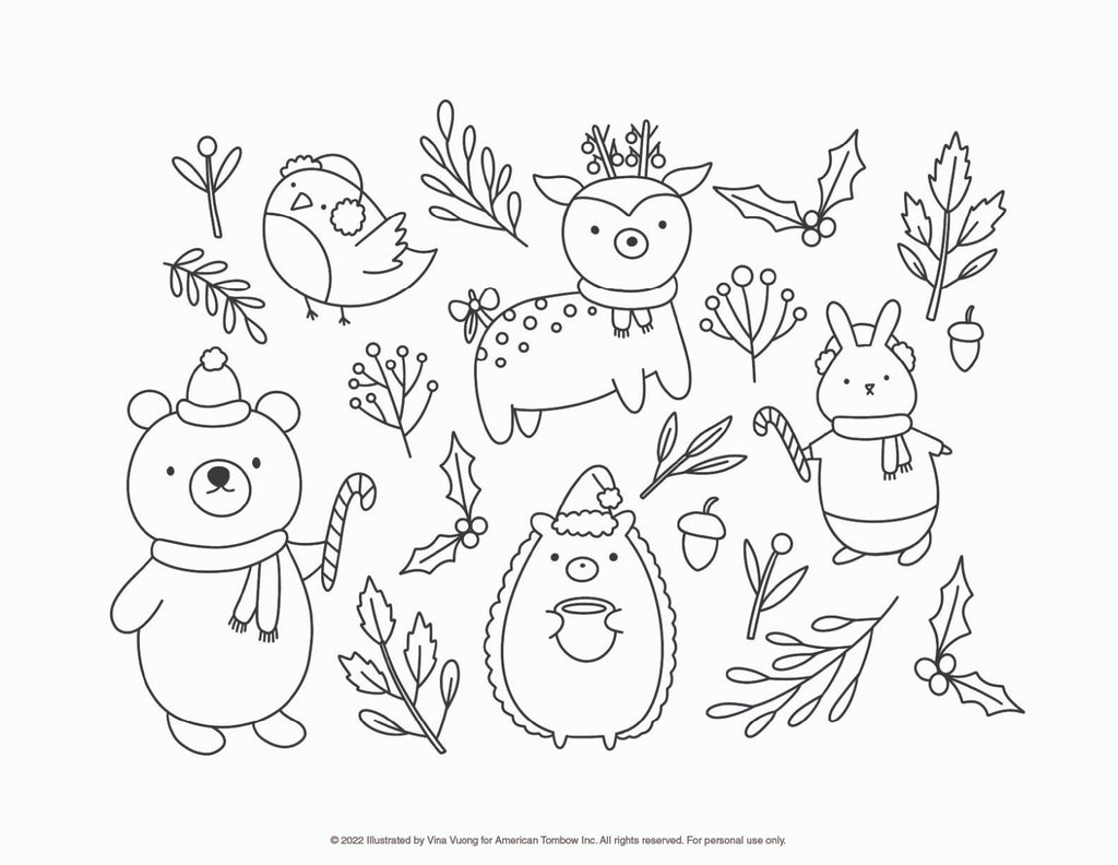 Christmas Animals Coloring Page