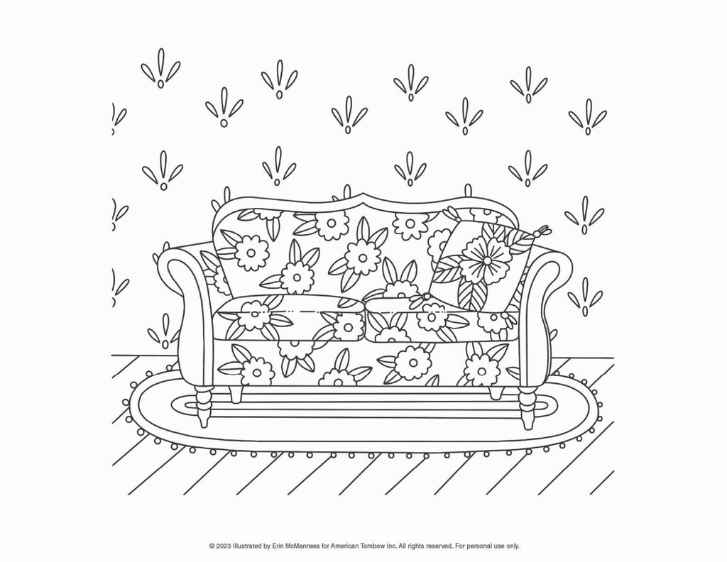 Floral Couch Coloring Page