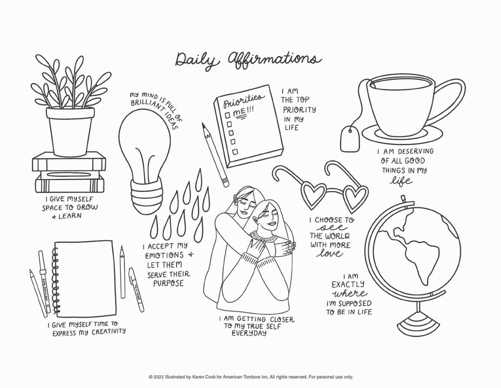 Daily Affirmations Coloring Page