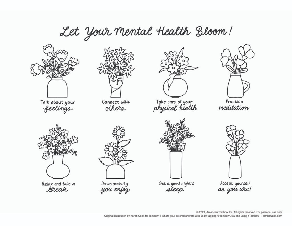 Mental Health and Self-Care Coloring Page